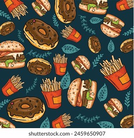 Dibujado a mano alimentos patrón fondo de pantalla Vector