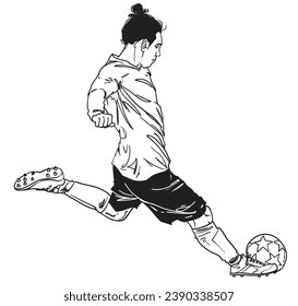 hand drawn football action vector illustration