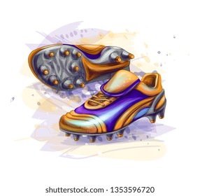 Hand drawn football boots. Soccer shoes. Vector illustration