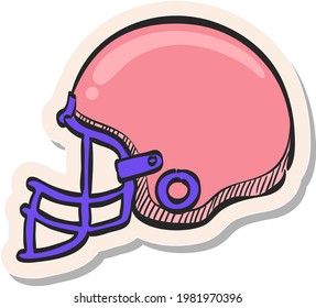 Hand drawn Football helmet icon in sticker style vector illustration