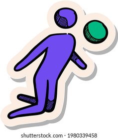 Hand drawn football player icon in sticker style vector illustration