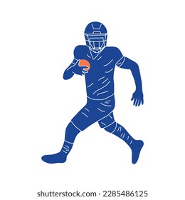 Hand drawn football player vector silhouette. Simple doodle illustration for sport teams, gear and events