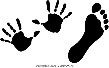 hand drawn hand and footprint print