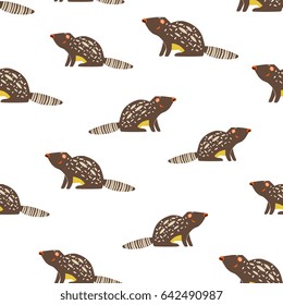 Hand drawn forest animals - seamless pattern. Isolated elements on white background - vector illustration. Design for children apparel, fabric, wrapping paper. Minimalistic cute style.