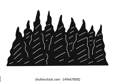 Hand drawn Forest Contour isolated on a white. Vector illustration.