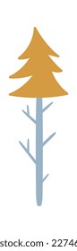 Hand drawn forest doodle element flat icon Cute trees. Vector illustration