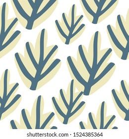 Hand drawn forest leaf seamless pattern on white background. Doodle leaves fabric textile design. Simple backdrop for book covers, design, graphic art, wrapping paper. Vector illustration
