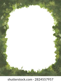 Hand Drawn Forest Leaves Frame Bush Border Copy Space Vector Background Illustration
