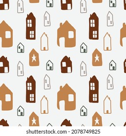 hand drawn forest winter seamless pattern vector design