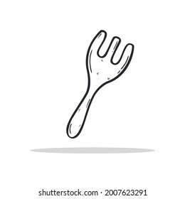 Handgezeichnetes Gabelsymbol Vorlage für Design. Vektorgrafik-Dodle-Illustration. Rahmenstil. Ideal für Lebensmittelkonzepte, Diätinformationen, Symbole oder Webdesign, Straßenrestaurants-Menü