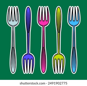 Hand Drawn Fork Sticker Vector Illustration