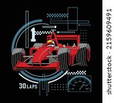 Hand drawn formula 1 racing car vector illustration