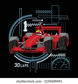 handgezeichnete Formel 1-Rennwagen, Vektorgrafik