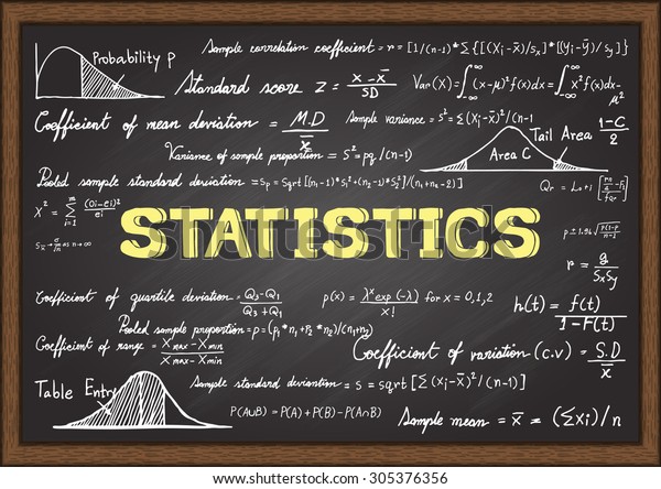 Stock Vektor Hand Drawn Formulas Statistics Subject On Bez Autorskych Poplatku