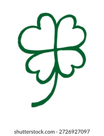 Hand drawn four leaf clover in doodle style.