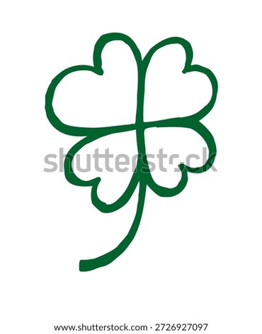 Hand drawn four leaf clover in doodle style.