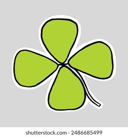 hand drawn Four leaf sticker clipart illustration