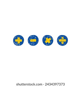 hand drawn four process symbols. doodle addition symbol, subtraction symbol, multiplication symbol, division symbol. four operation symbols in doodle mathematics