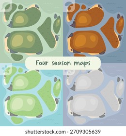 Dibujado a mano cuatro estaciones mapa conjunto de Vectores