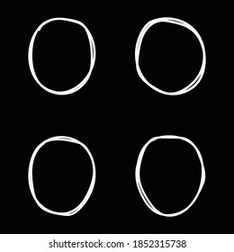 Hand Drawn Four White Circle On Black Background Vector