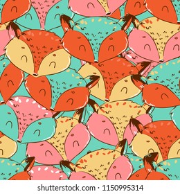 Hand Drawn Fox, Background, Vector Illustration, Woodland animal, Print for Textile