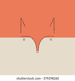 Hand drawn fox face. Fox icon sign. Line art illustration.