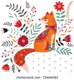 hand drawn fox illustration 