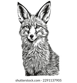 Hand drawn fox on a white background, fox cub
