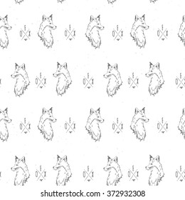 Hand drawn fox pattern 
