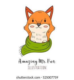 hand drawn fox portrait