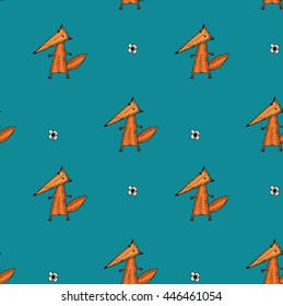 Hand drawn foxes pattern