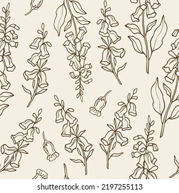 Hand drawn foxglove flower seamless pattern
