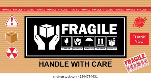 Hand drawn of  fragile symbol on background - Vector illustration