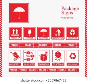 Hand drawn of  fragile symbol on white background - Vector illustration