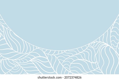 hand drawn fragment of a wave or mountains. Rounded composition drawn with lines. Background frame for cover and blank for presentations. Drawing for coloring book.