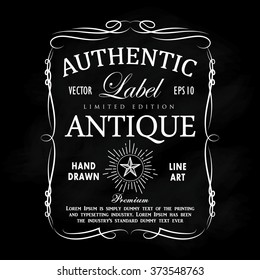 Hand drawn frame antique label blackboard retro vintage banner vector illustration