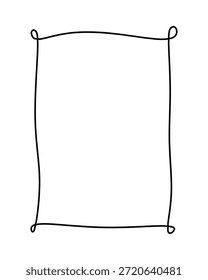Desenhado à Mão Moldura Borda Preto Grunge Estilo Design Isolado Ilustração Vetor