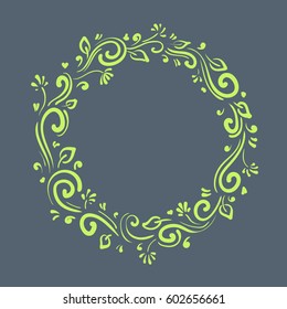 Hand drawn frame. Cartoon vector round border. Pencil effect shape