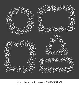 Hand drawn frame. Cartoon vector round border. Pencil effect shape