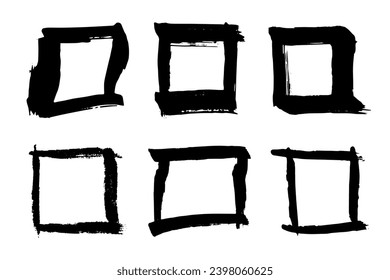 Clipart de marco dibujado a mano. Juego de garrapatas de tinta. Elementos para el diseño