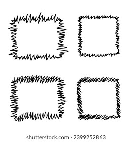 Hand drawn frame clipart. Ink scribble set. Elements for design