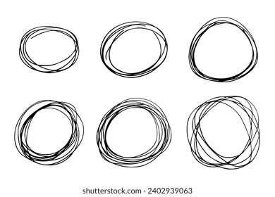 Hand drawn frame clipart. Ink scribble set. Elements for design