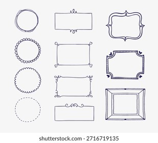Colección de marco dibujado a mano - Elementos decorativos