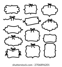 Hand drawn frame collection isolated on transparent background