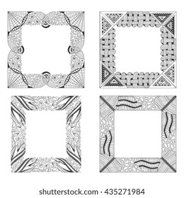 Hand drawn frame collection with ornament for announcement, quote. Decorative element. Vector illustration