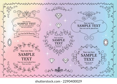 Hand drawn frame decoration item set, vector illustration.　
plant motif decoration design material