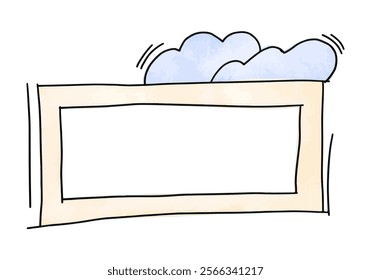 Hand drawn frame with doodle clouds, vector illustration.