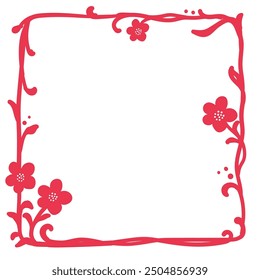 hand drawn Frame of doodle drawing floral ornamental simple decorations