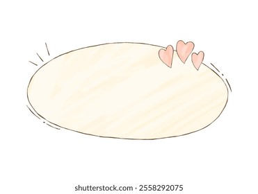 Hand drawn frame with doodle hearts, vector illustration.