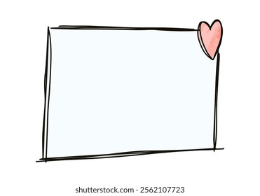 Hand drawn frame with doodle hearts, vector illustration.